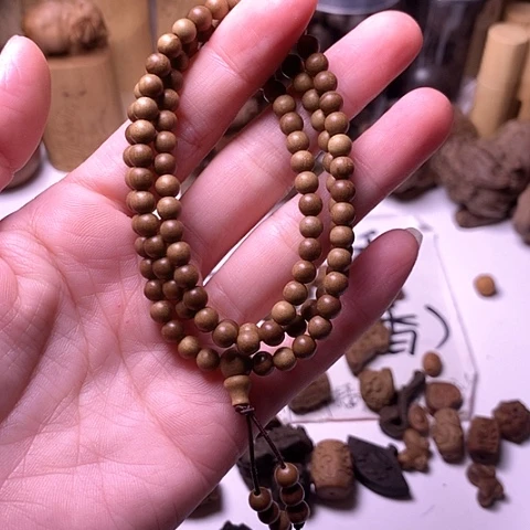 檀香木手串/手链檀香黑肉0.5/108多圈顺纹