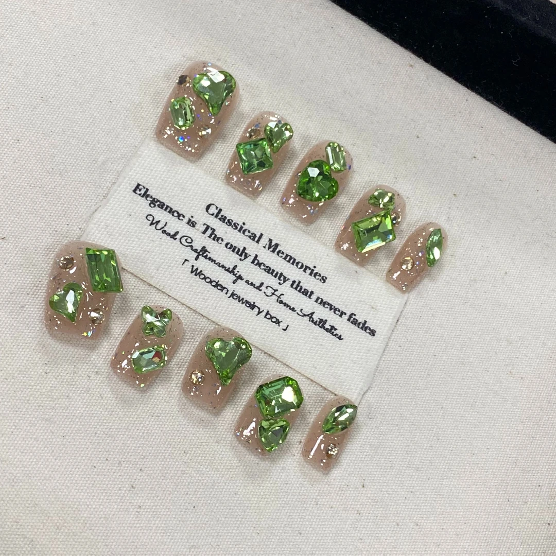 设计师专款-【绿舌头】JD1849纯手工轻奢穿戴美甲