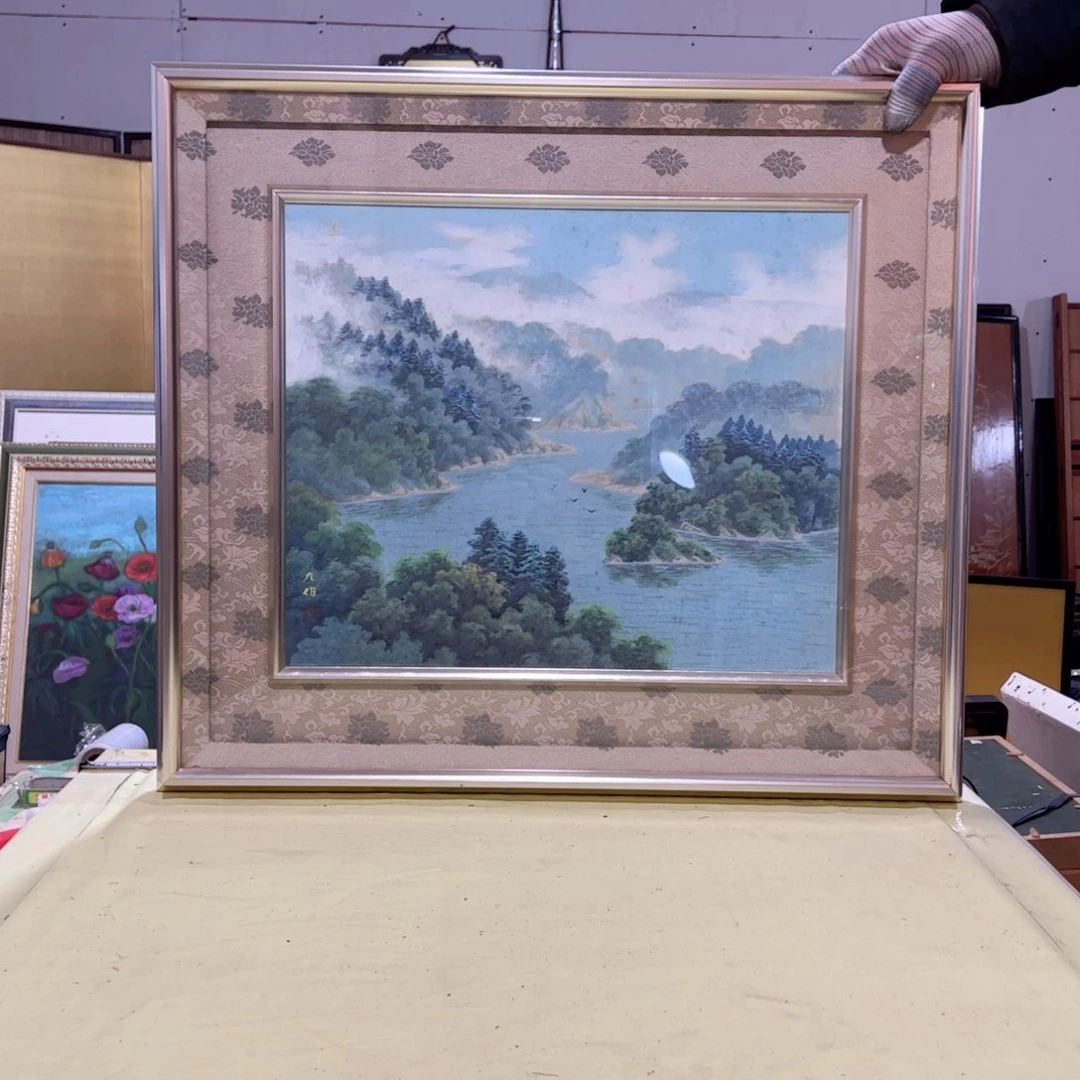 绘画阿*屏风框画茶空间设计