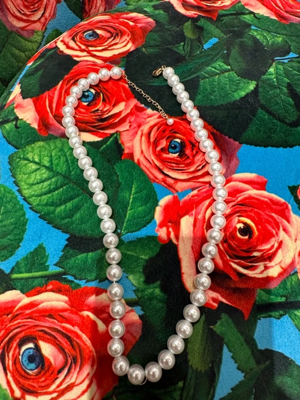 非金属树脂项链 韩国电镀珍珠项链无花，花是胸针，后期会出