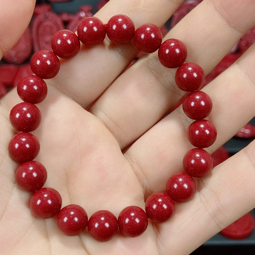天然辰砂手链纯素圈