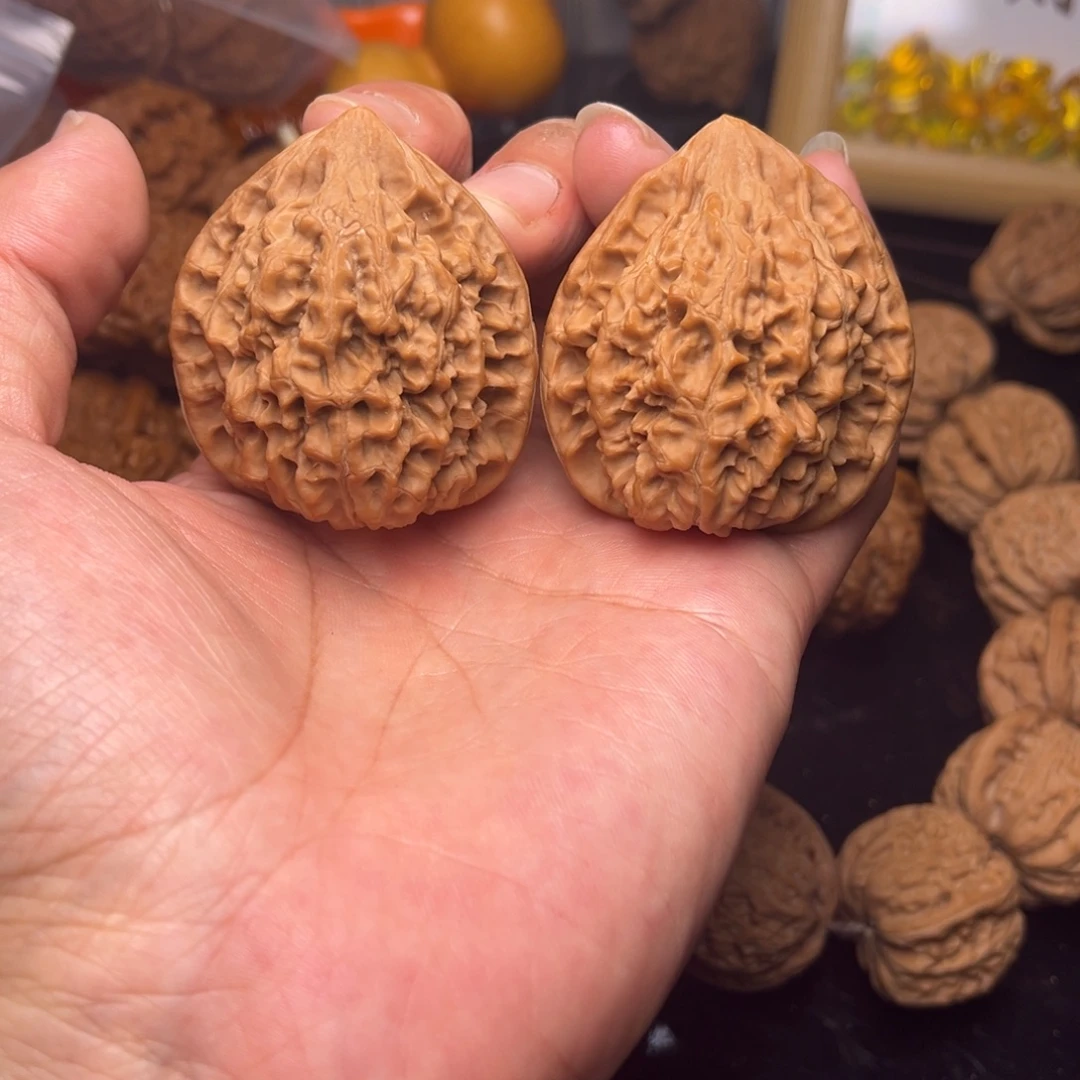 把件文玩核桃46蓟县官帽 奶油皮