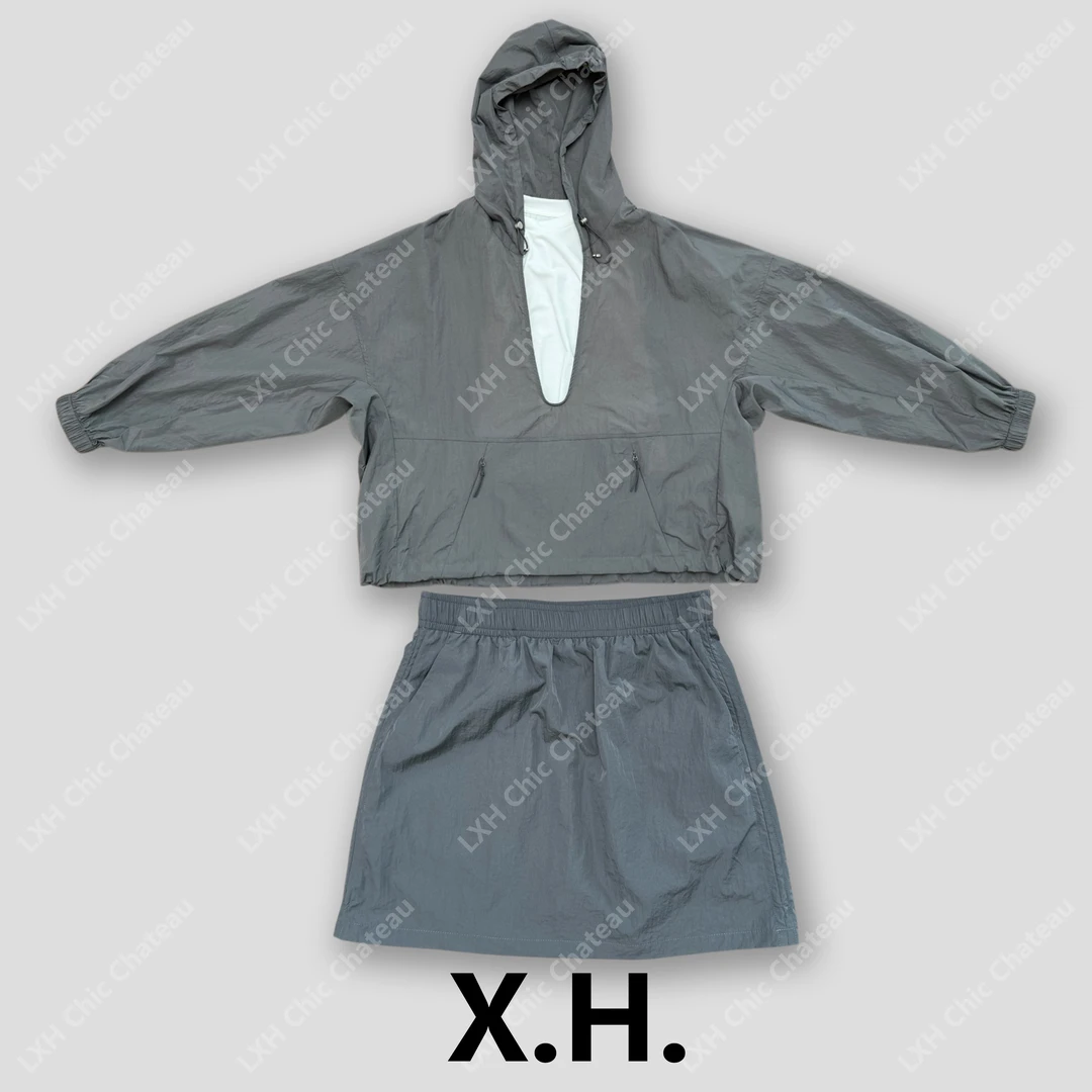 夏季运动休闲机能连帽夹克+短裙（内含速干短裤内衬）防晒套装