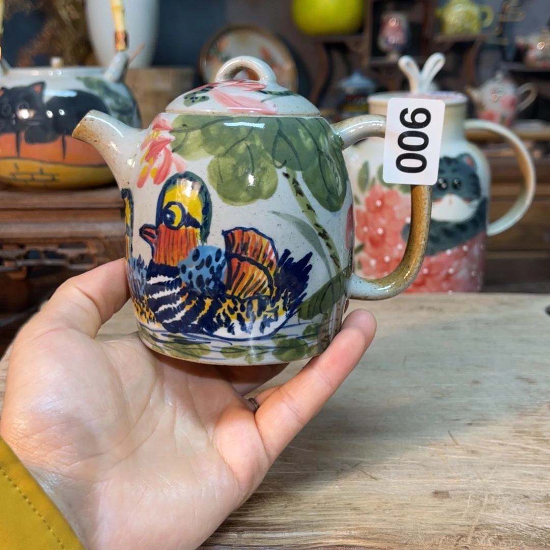 壶素浅陶瓷手工手绘