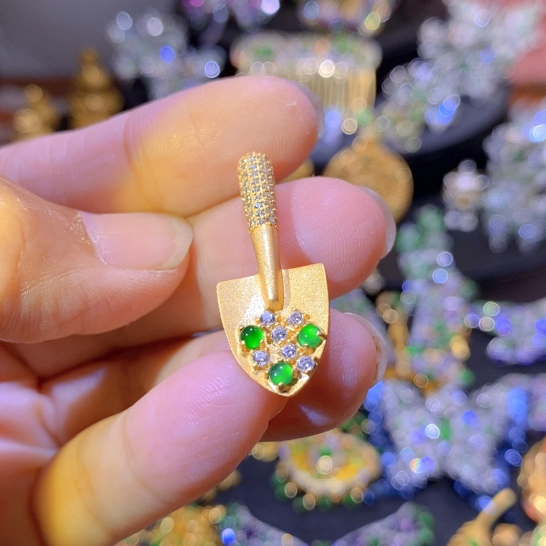 吊坠(不含链)银S925镶嵌翡翠