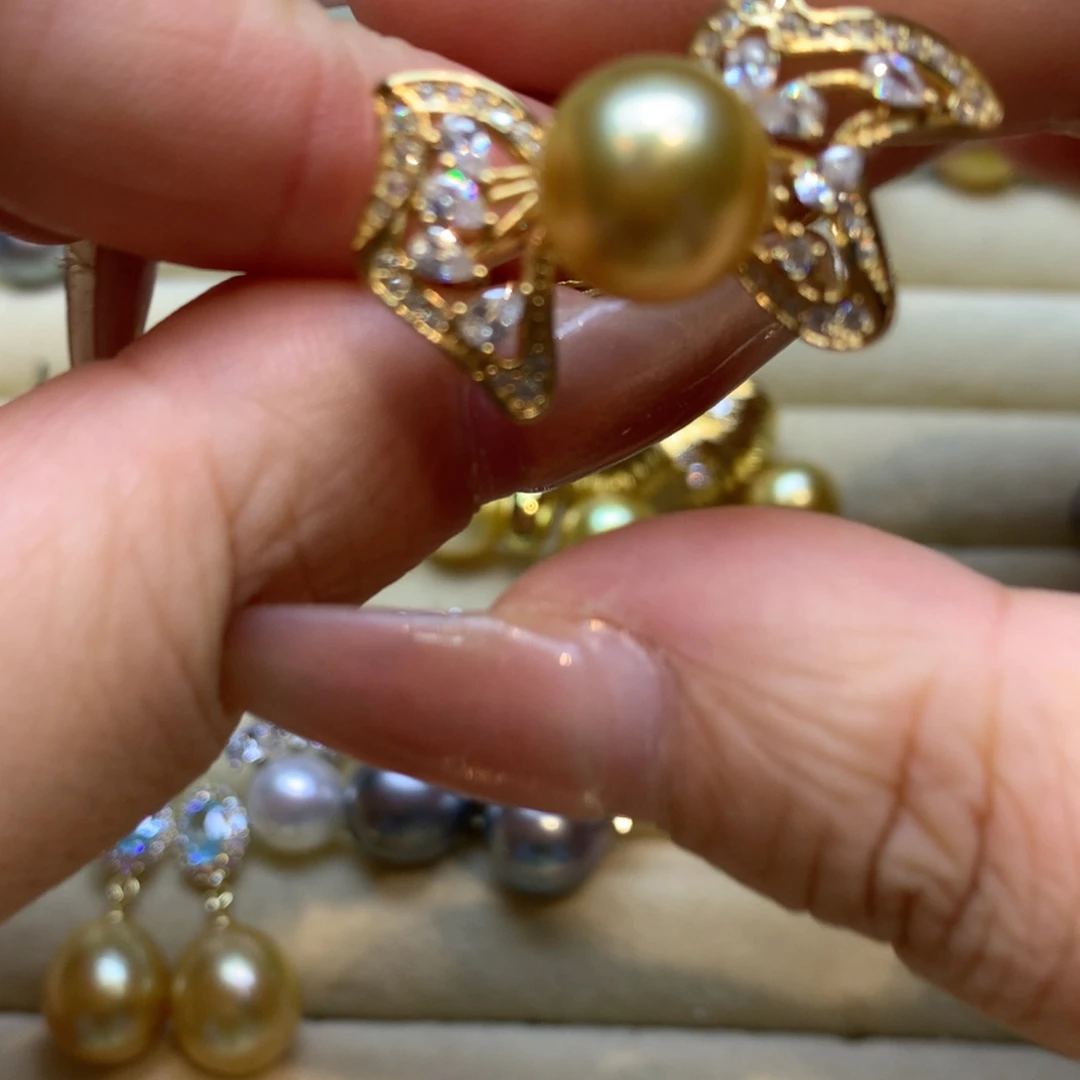 银S925镶嵌戒指海水珍珠