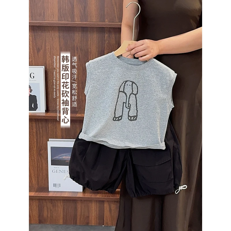 《主播力推》森系儿童背心薄男童女童卡通透气坎肩无袖衫25XL1259