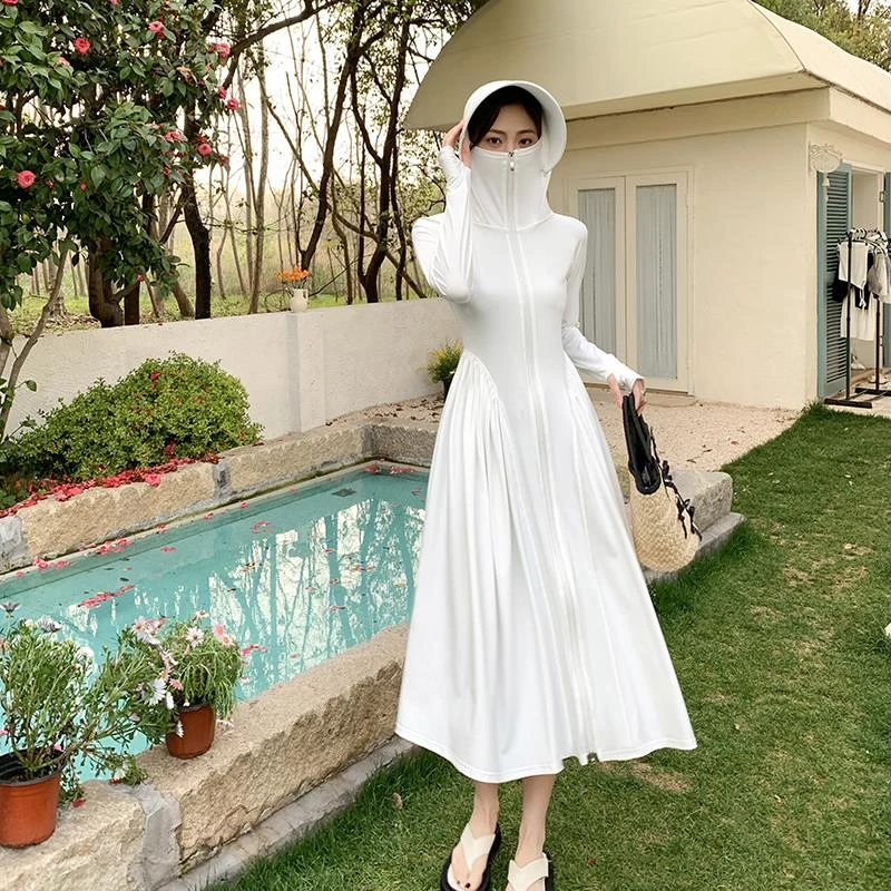全身防晒衣女夏防紫外线轻薄小个子掐腰显瘦冰丝防晒服外套中长款