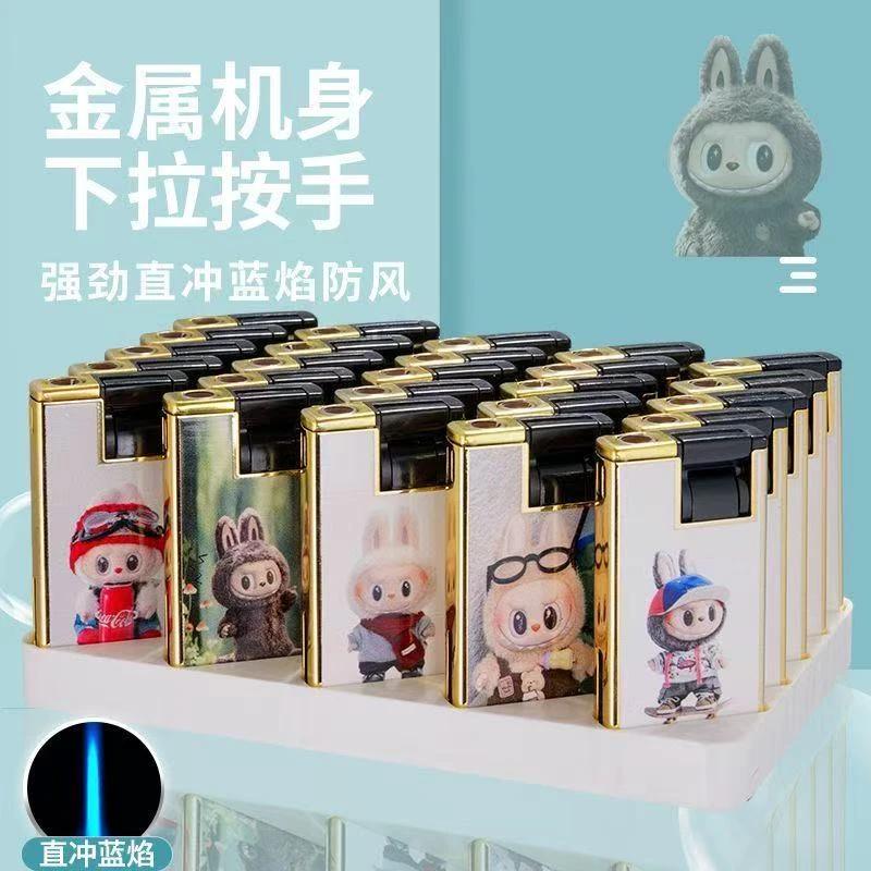 新款拉布布金属下拉式防风火机防风打火机豪华直冲广告/电话/LOGO