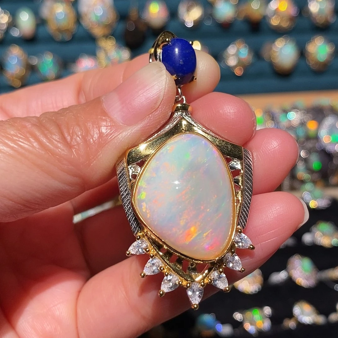 欧泊银S925镶嵌吊坠