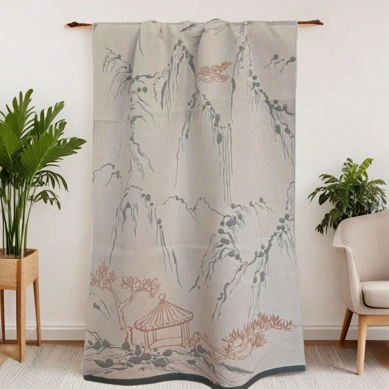 A类纯棉纱布五层加大浴巾80*160不掉色柔软亲肤不起球可裹式透气