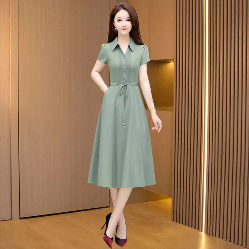高档洋气衬衫连衣裙女夏季2025新款品牌高端大气减龄雪纺裙子修身