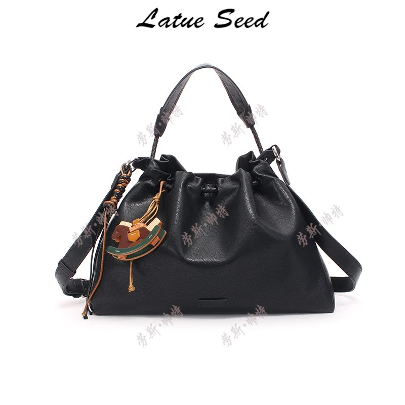 【A778·摇摇木马】新品百搭简约单肩休闲时尚气质ins女包21835-黑色