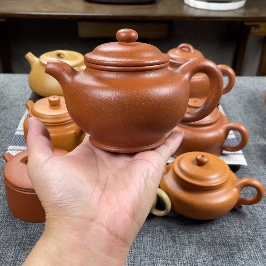 茶壶紫砂红降坡掇只全手30目270