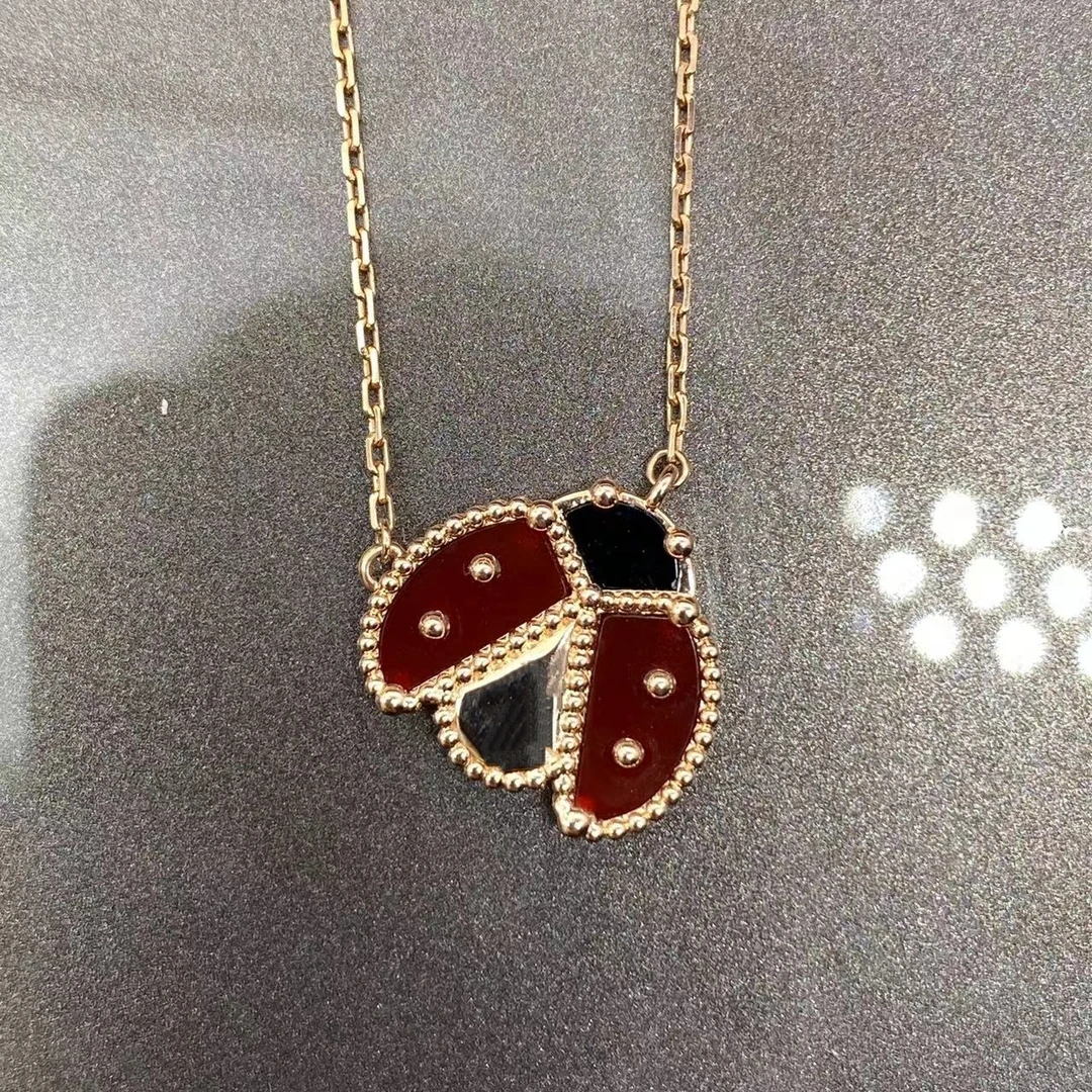 18K金瓢虫套链 玫瑰金玛瑙套链