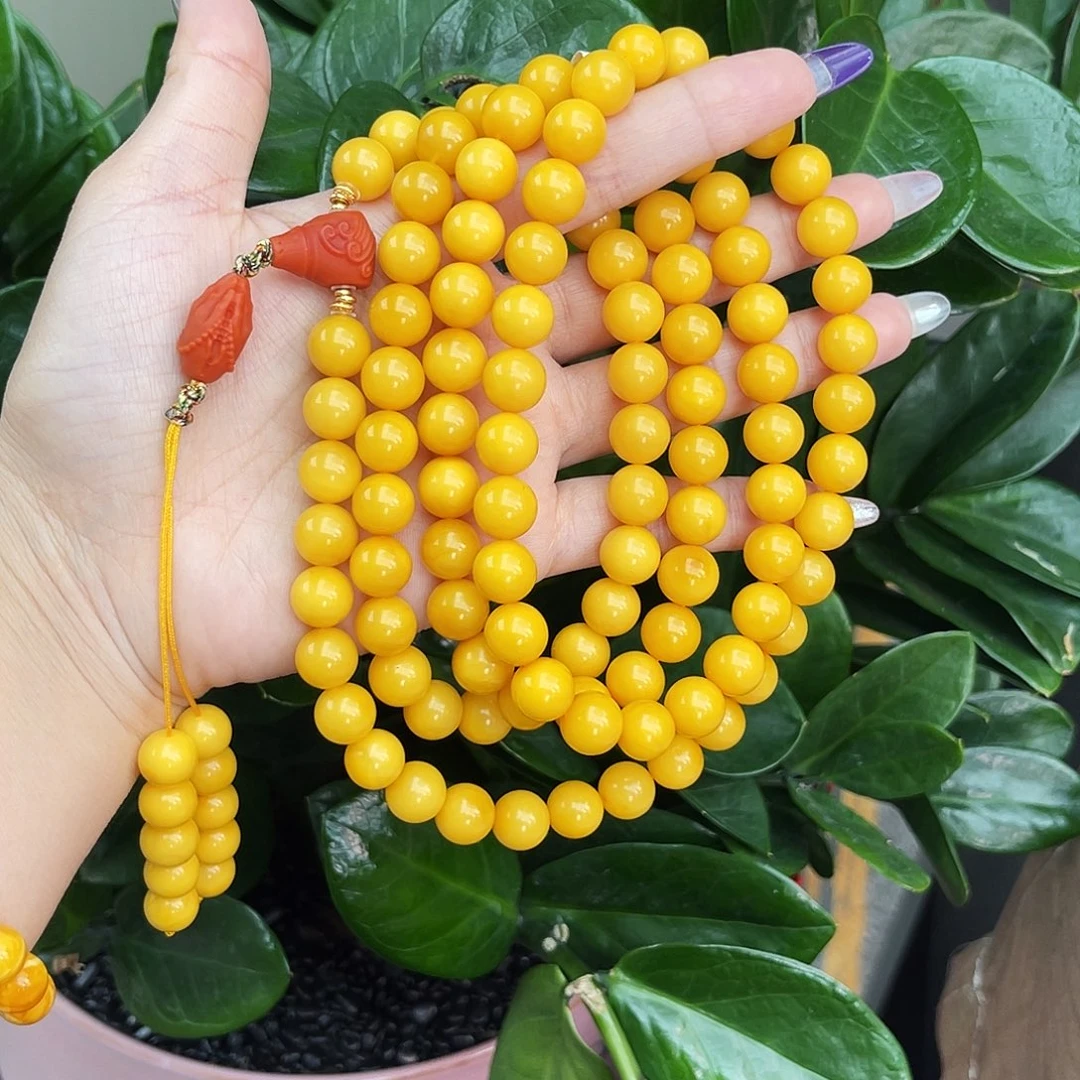 琥珀未镶嵌手链10m108色标鸡油黄