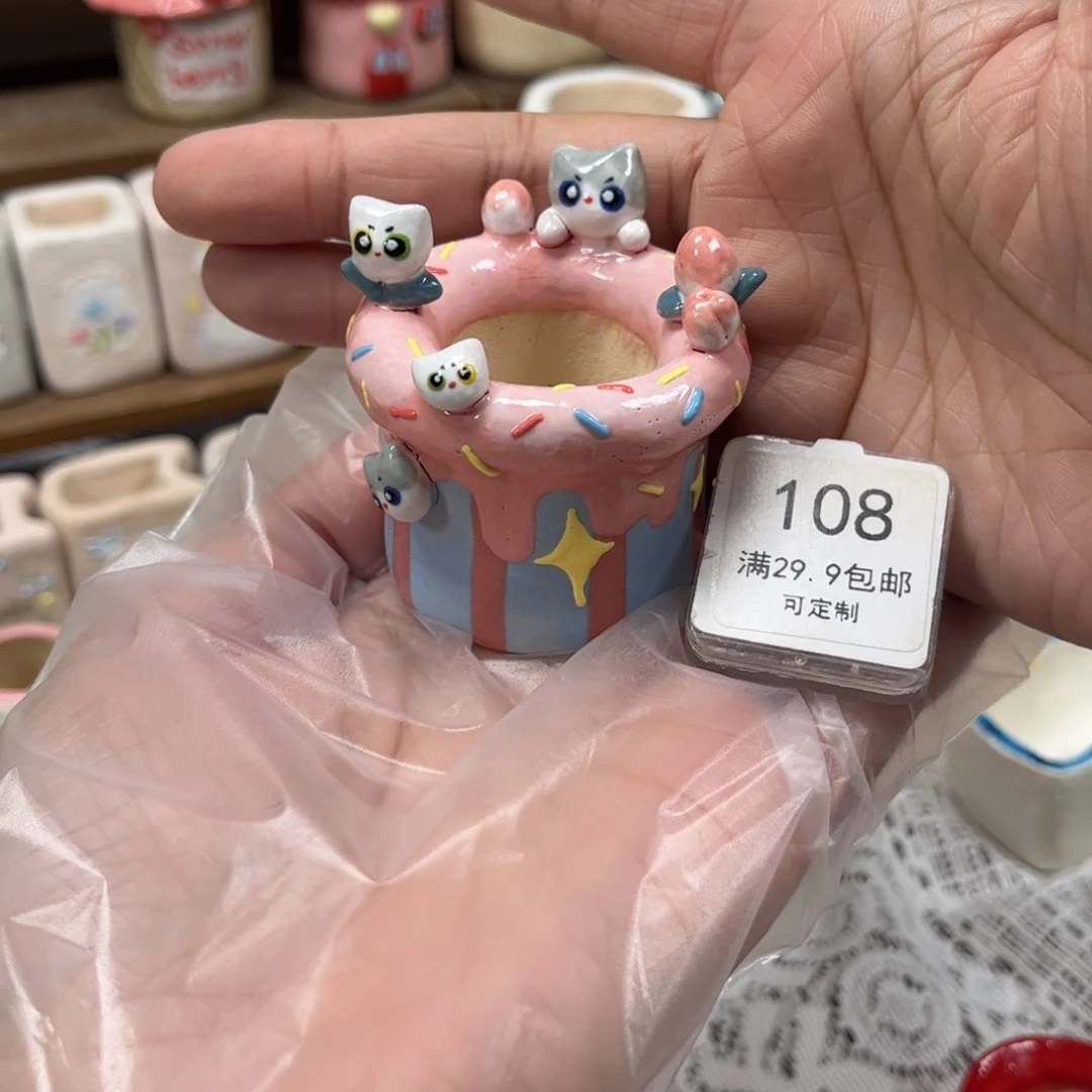 ****️108猫咪手绘花盆手绘
