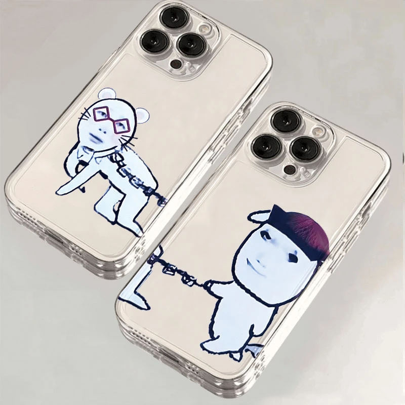 情侣趣味表情包适用苹果iPhone15/16promax华为手机壳13太空壳软x