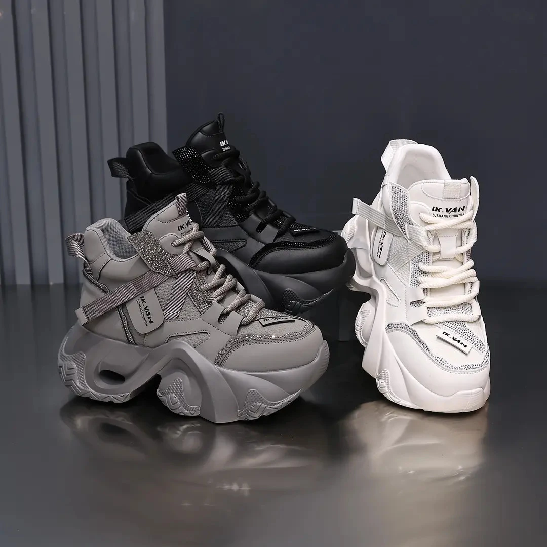 秋季新款透气网红厚底百搭运动休闲增高慢跑老爹女鞋休闲鞋