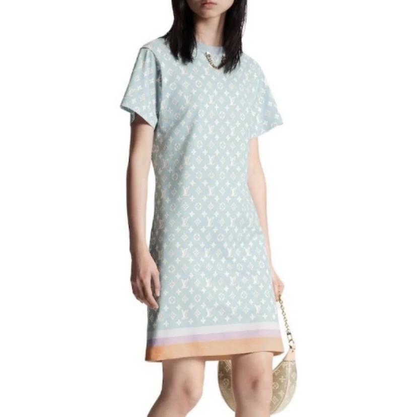 全新未使用 LouisVuitton/路易威登 4797/满印短袖连衣裙/XS码
