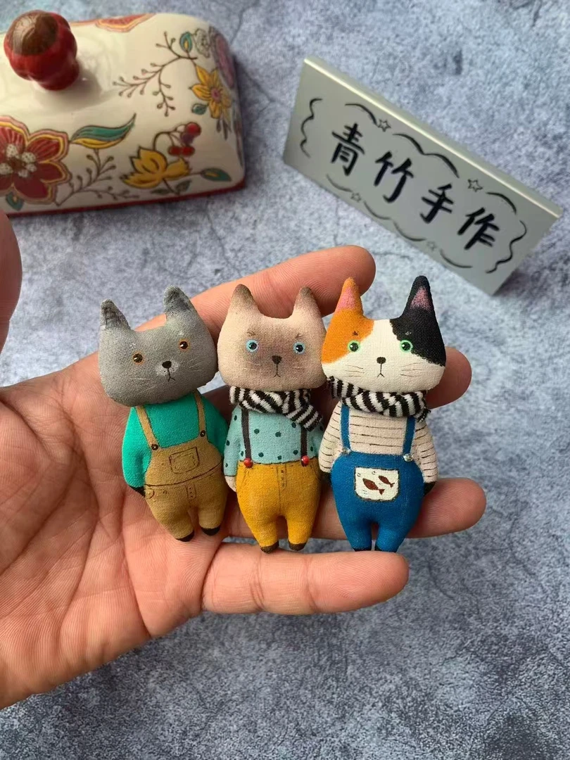 青竹手作原创猫猫布艺手工玩偶挂件胸针蓝猫暹罗猫三花猫宠物猫