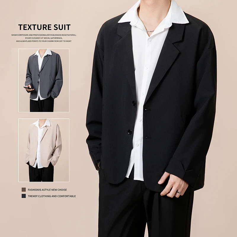 西服上装男士春夏休闲痞帅小西装宽松潮流轻熟风韩版百搭帅气外套