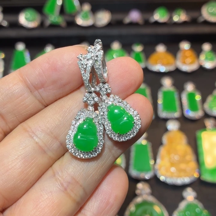 翡翠18K金镶嵌吊坠(不含链)翡翠