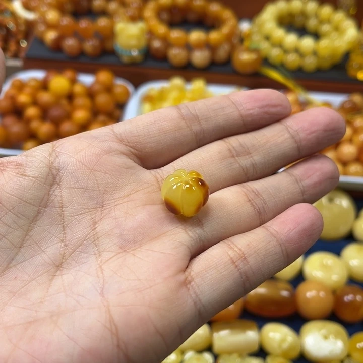 琥珀未镶嵌裸石卡14南瓜珠