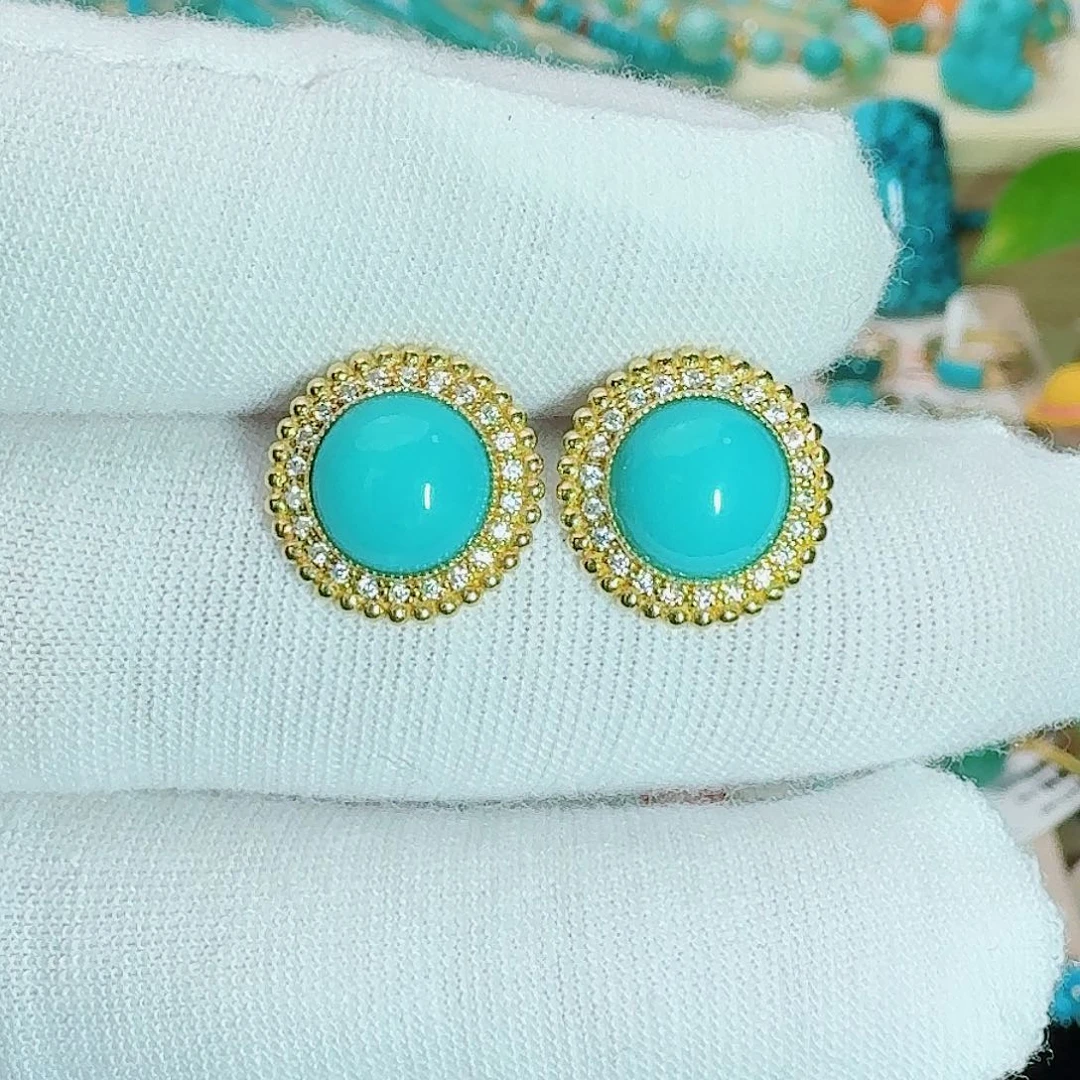 绿松石18K金镶嵌珠宝奇石