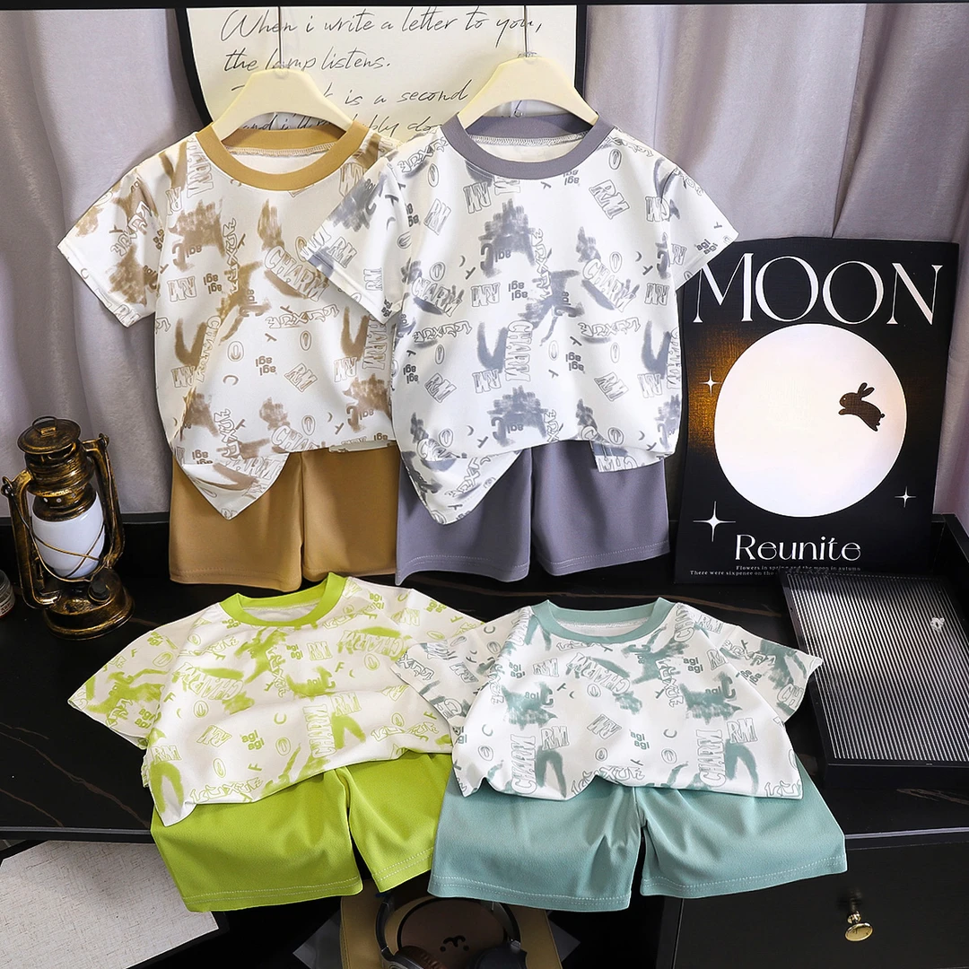 122儿童夏季运动短袖休闲洋气宽松中大童潮流韩版时尚套装