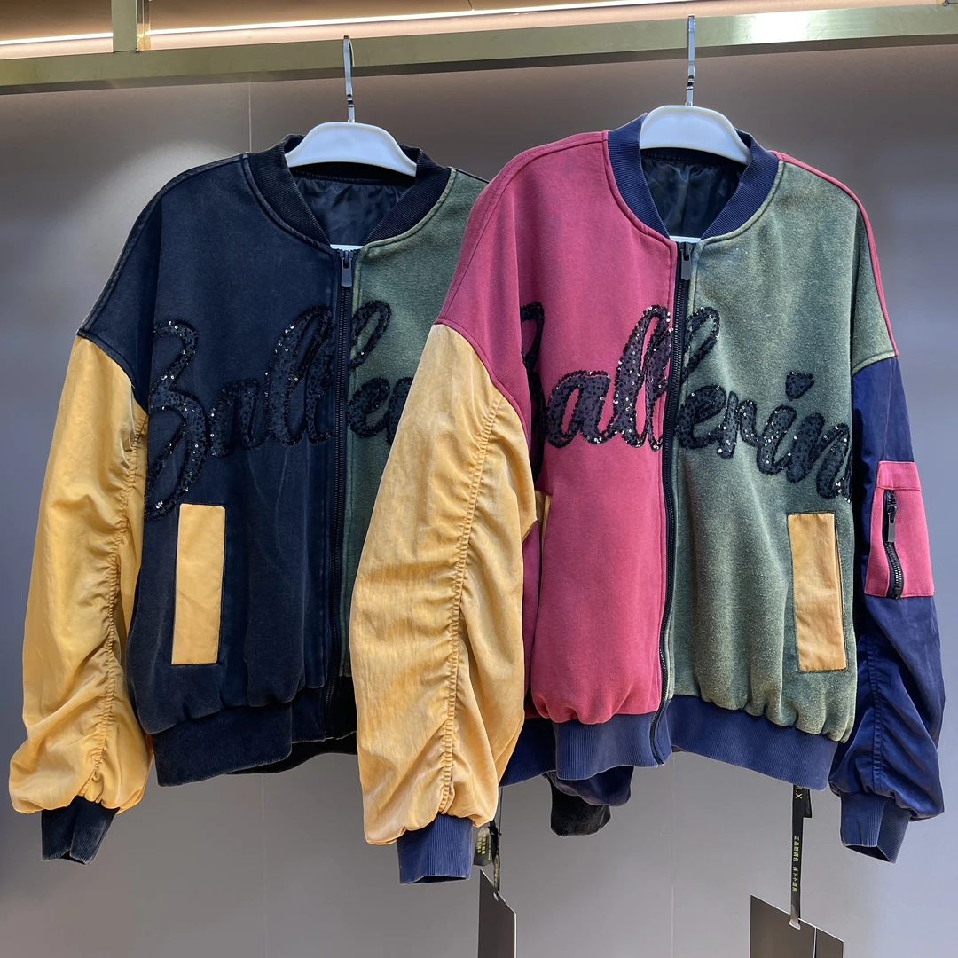 【NN+】MX米奇字母拼接重工宽松棒球服外套