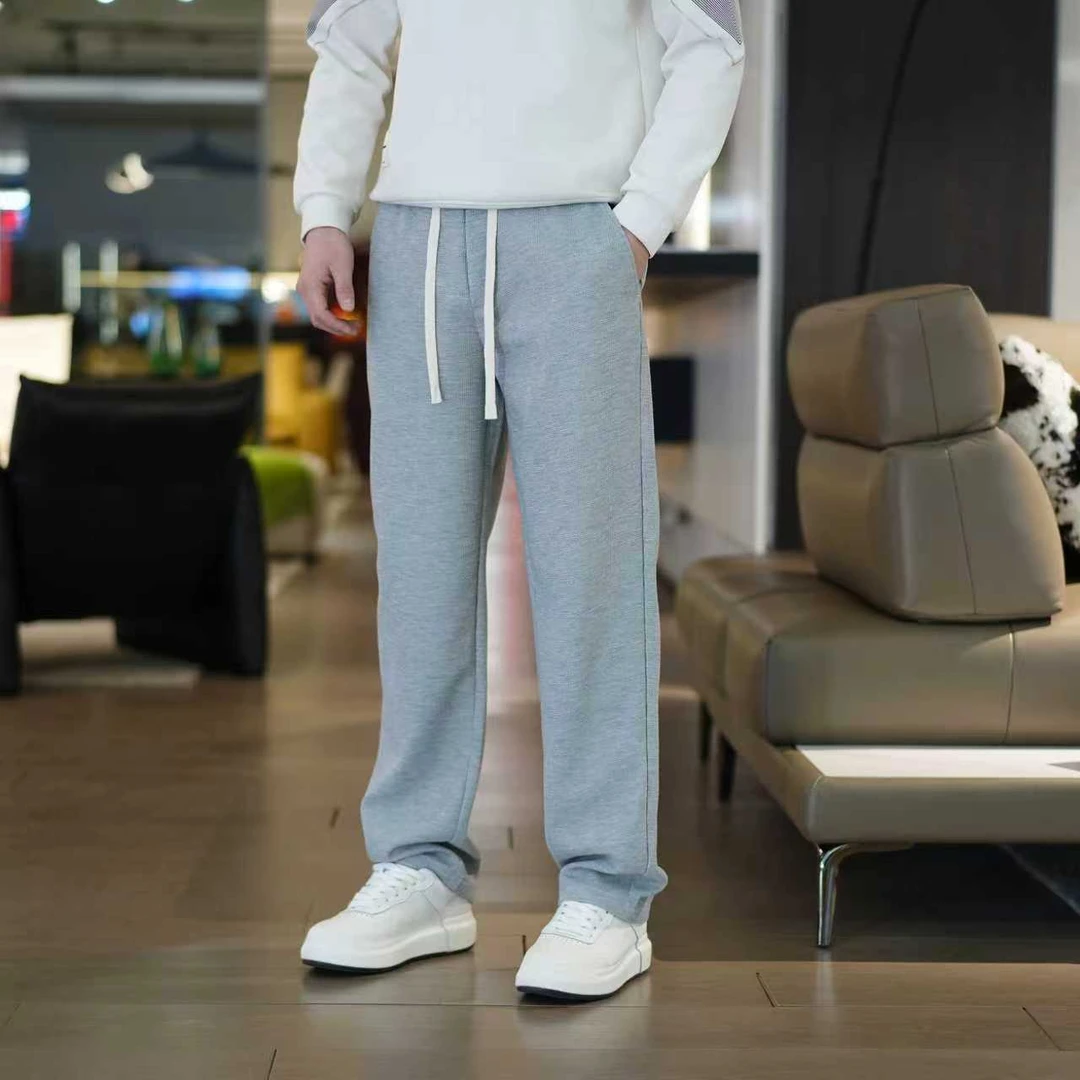 灰色1522/2025秋冬新款男士纯色直筒阔腿裤显瘦百搭休闲长裤男裤