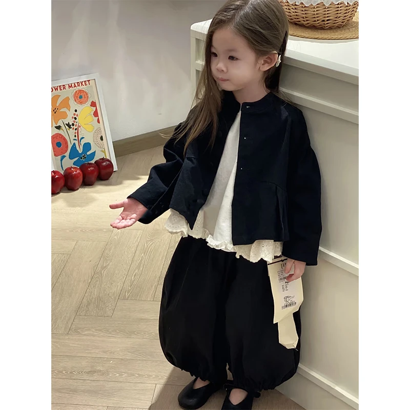 韩系童装女童网红炸街套装春季宝宝外套2025新款儿童洋气三件套潮