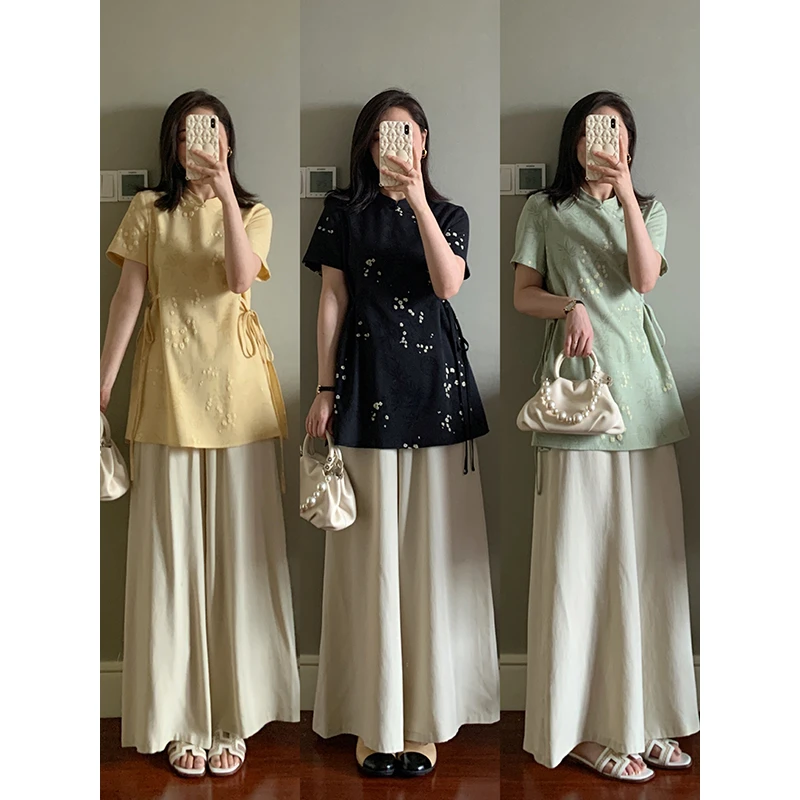 【现货款】花总吖【庐州月】温婉新中式上衣+天丝麻裙裤R425A08342