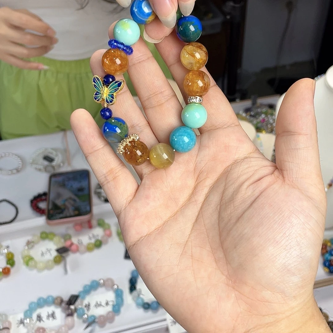 水晶手链银S925镀金镶嵌