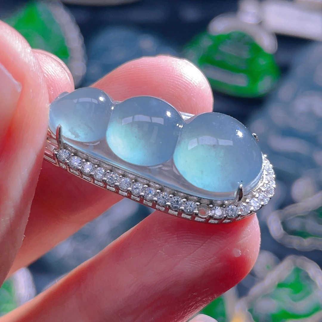 颈饰银S925镶嵌翡翠