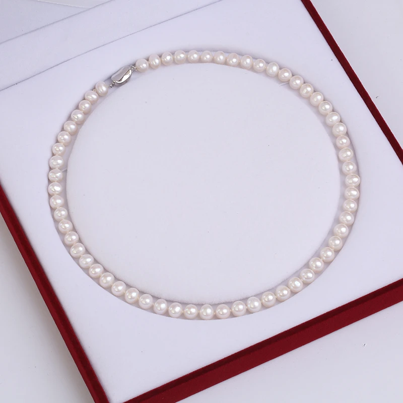 精品6-7mm天然淡水珍珠7-8mm锁骨链母亲节项链礼物七夕情人节强光