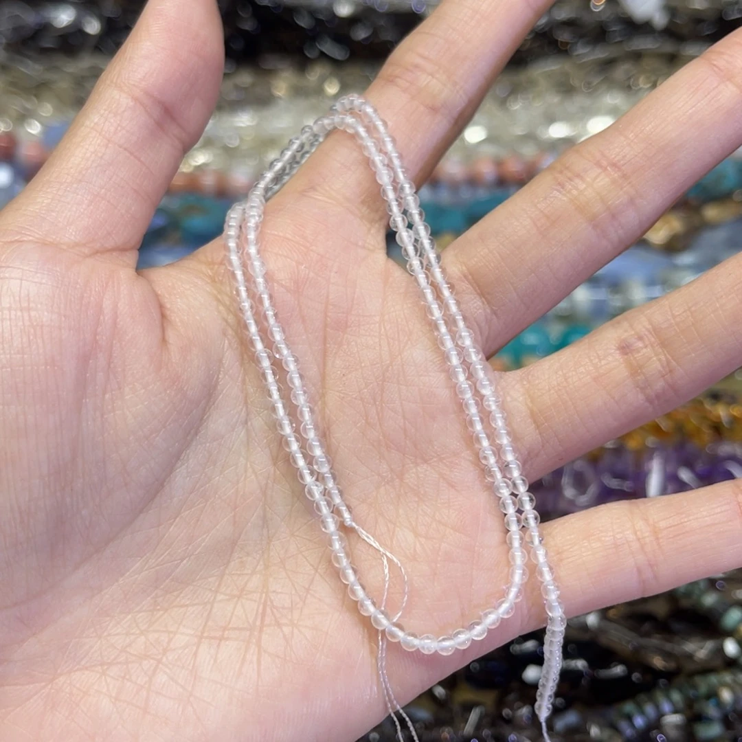 小***姐玛瑙/玉髓散珠天然白水晶卡2.6长条38厘米