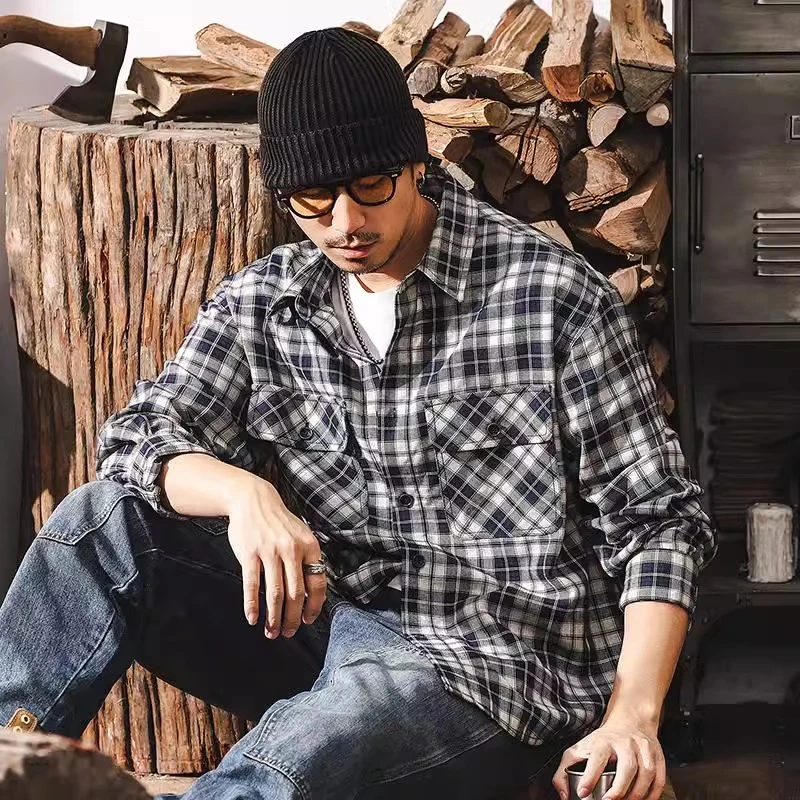 @放牧火星 美式复古长袖衬衫男春季2025新款潮牌日系宽松休闲衬衣