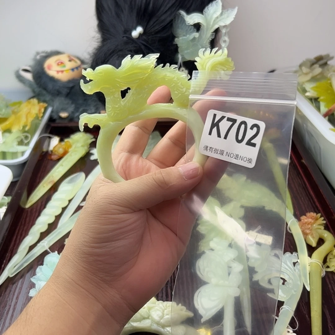 小***黑蛇纹石玉合金发饰