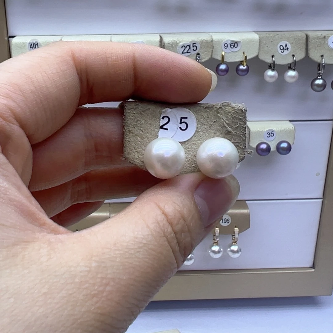 银S925镶嵌淡水珍珠耳饰