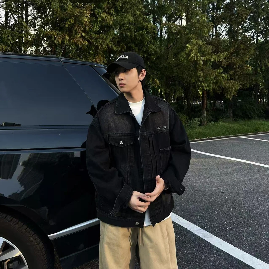 胡先生25ss秋冬时尚简约做旧水洗宽松羽绒牛仔外套NY9979