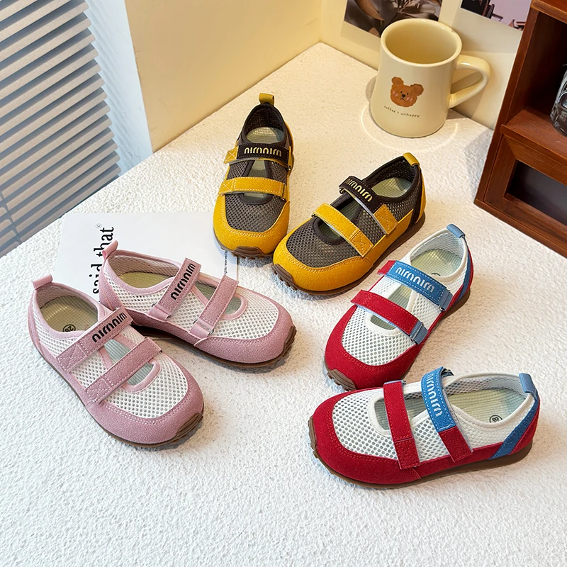 女童网鞋2025夏季新款女童透气休闲鞋浅口玛丽珍公主鞋软底博肯鞋