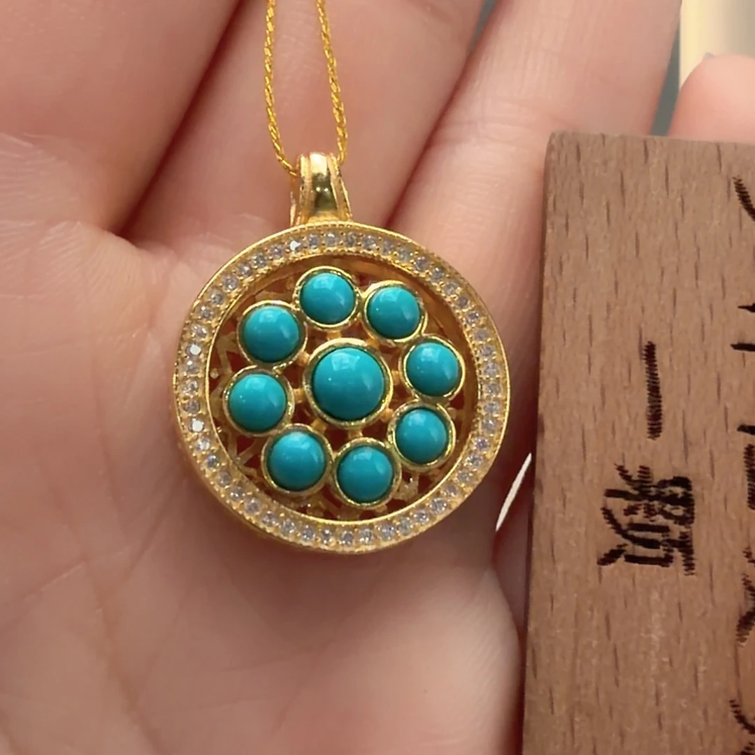 绿松石银S925镶嵌颈饰