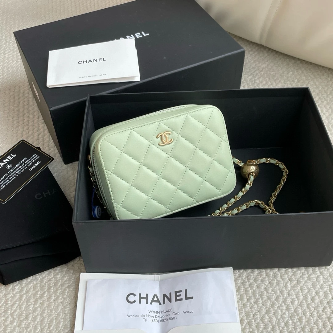 99新 Chanel/香奈儿 绿色金球相机包31开全套中检 JM11-1073