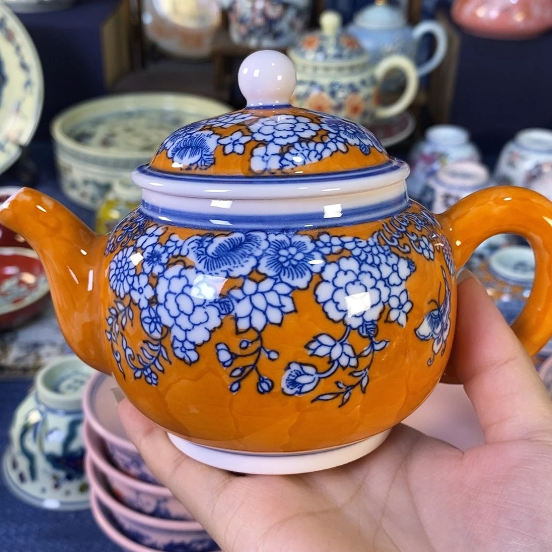 古***董瓷片景德镇陶瓷茶壶1个
