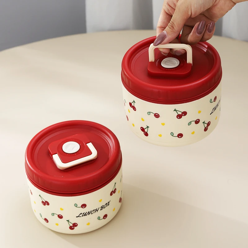 304不锈钢樱桃色饭盒2025新款上班族学生带饭便当餐盒