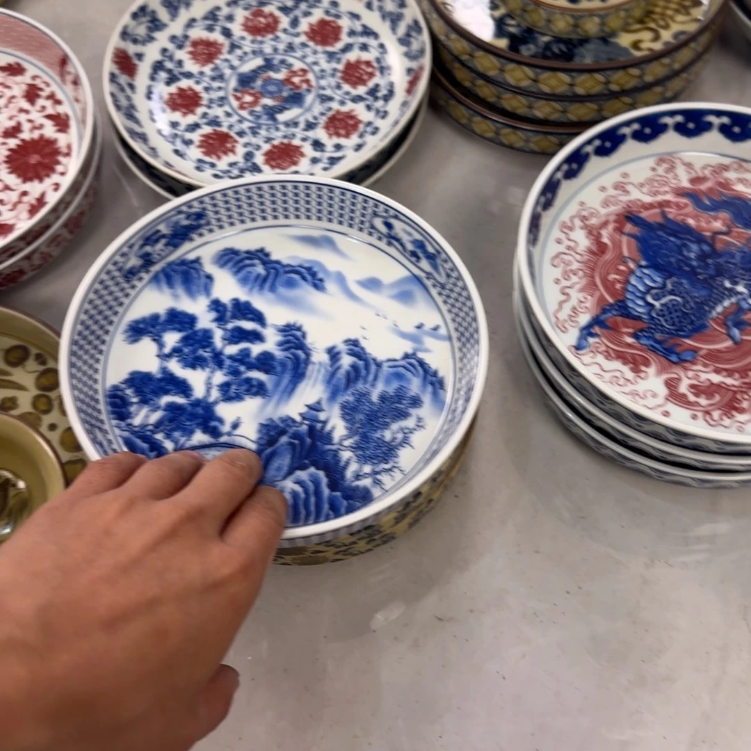 摆件青花山水大壶承