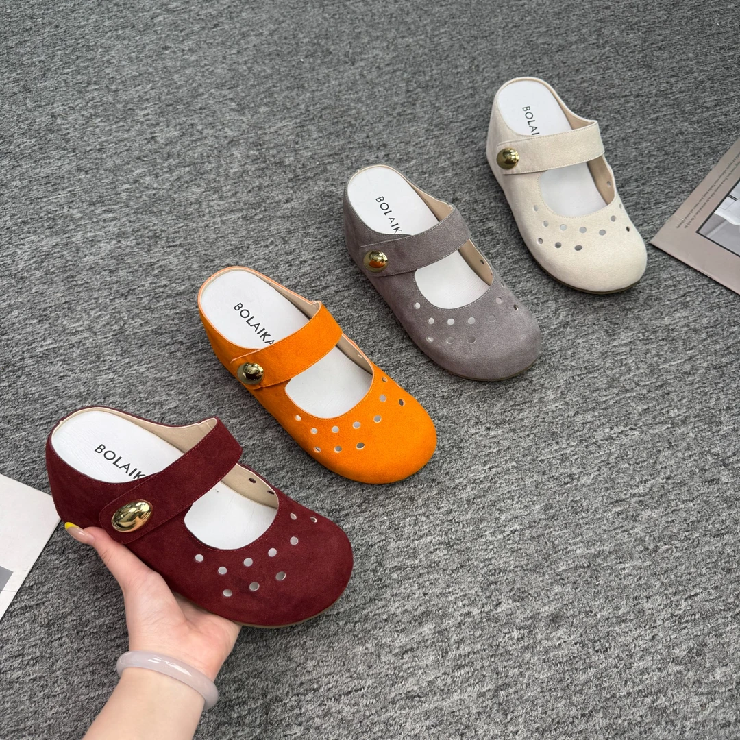 增高9cm薄底玛丽珍凉鞋增高女鞋真皮百搭圆头女鞋