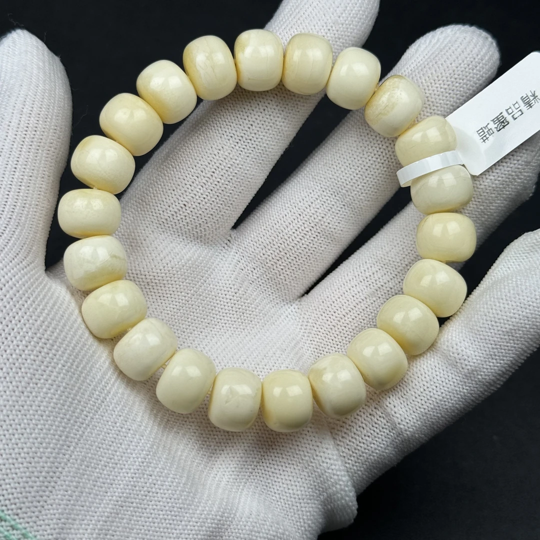 M4046天然原矿蜜蜡 奶白蜡老型手串 12.5*9mm 150克价